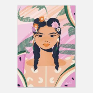 Floral Braids & Watermelon Slices • Matte Paper Poster